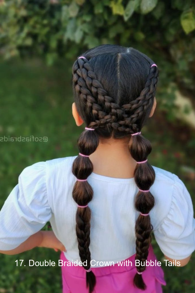 17. Double Braided Crown with Bubble Tails