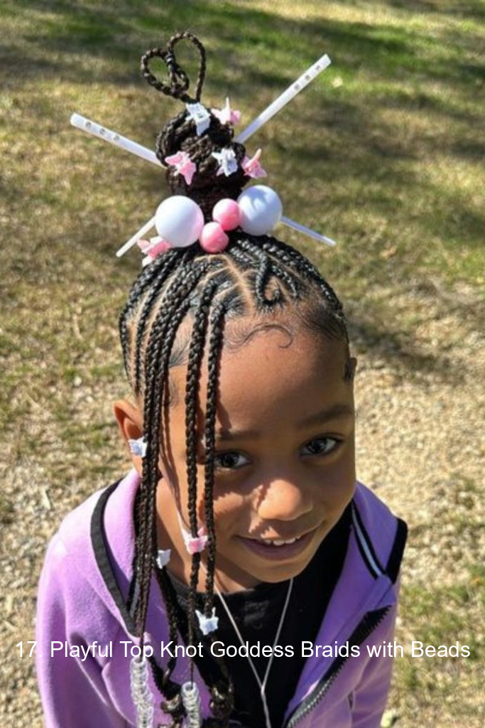 17. Playful Top Knot Goddess Braids with Beads