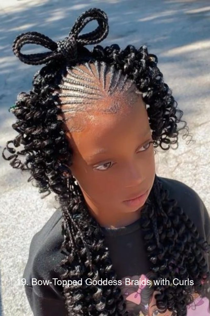 19. Bow-Topped Goddess Braids with Curls