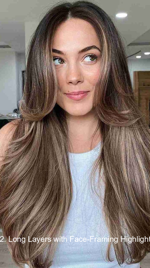 22. Long Layers with Face Fram 3900 22. Long Layers with Face-Framing Highlights