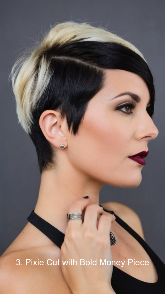 3. Pixie Cut with Bold Money Piece