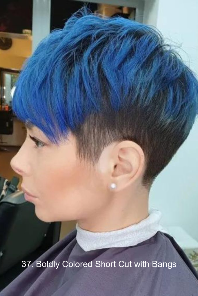 37. Boldly Colored Short Cut with Bangs