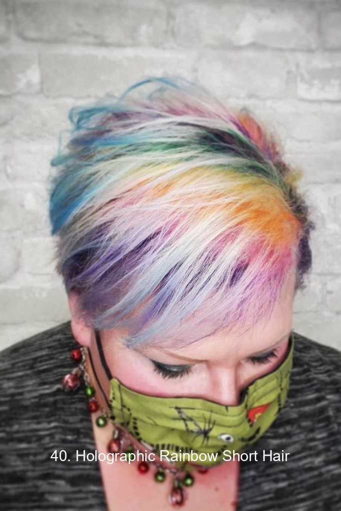 40. Holographic Rainbow Short 4214 40. Holographic Rainbow Short Hair