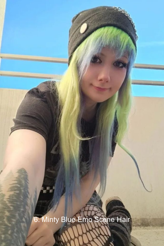 6. Minty Blue Emo Scene Hair