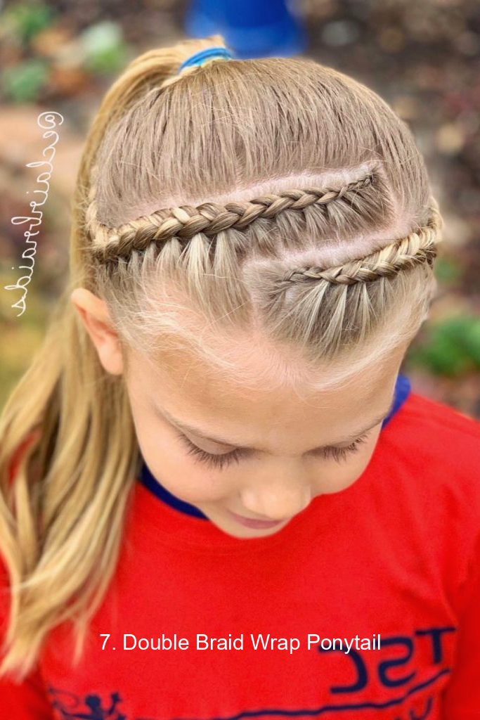 7. Double Braid Wrap Ponytail